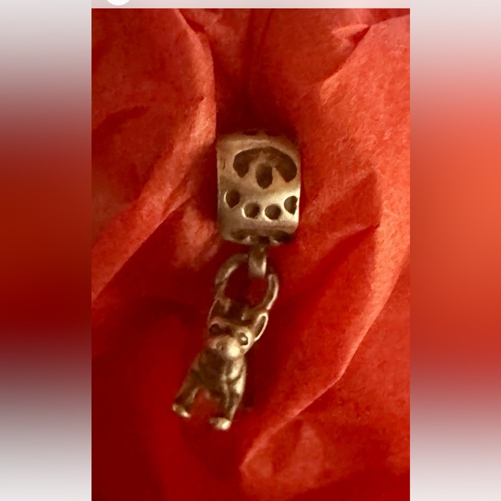 Vintage French Bulldog Frenchie Sterling Silver Charm Tiny Detailed Fits Pandora